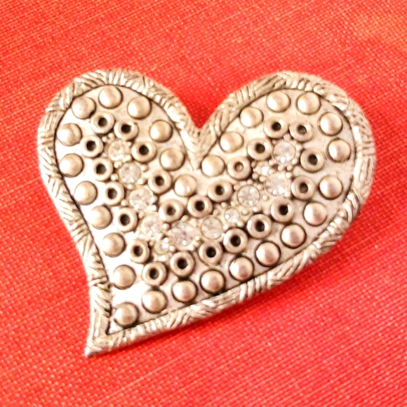Chico's Heart Rhinestone Brooch Pin - Picture 1 of 3